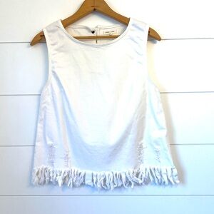 Silence + Noise White Fringe Tank Top. Size medium.